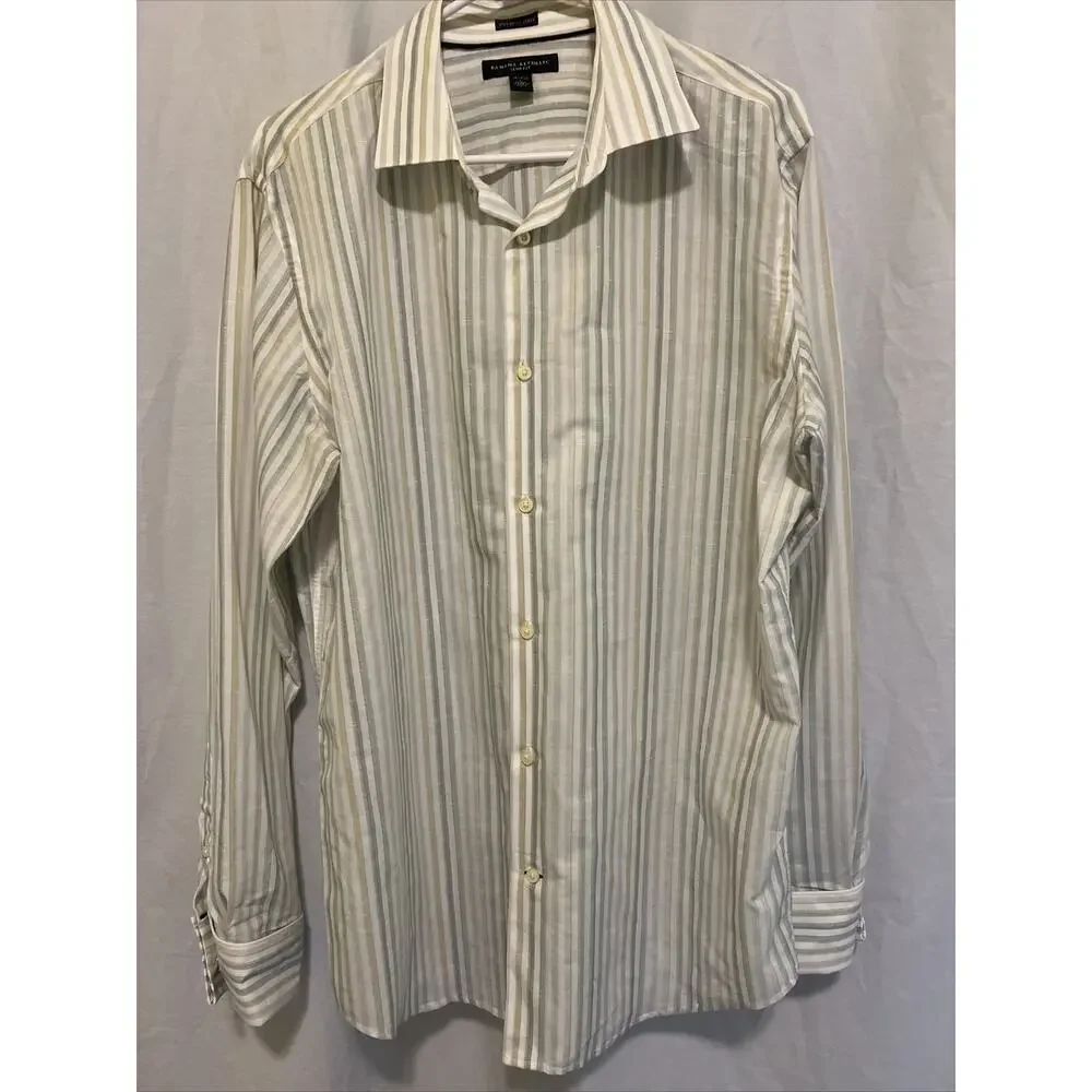 Banana Republic Shirt Mens Lg Striped Long Sleeve Button Up Slim Fit 16-16 1/2